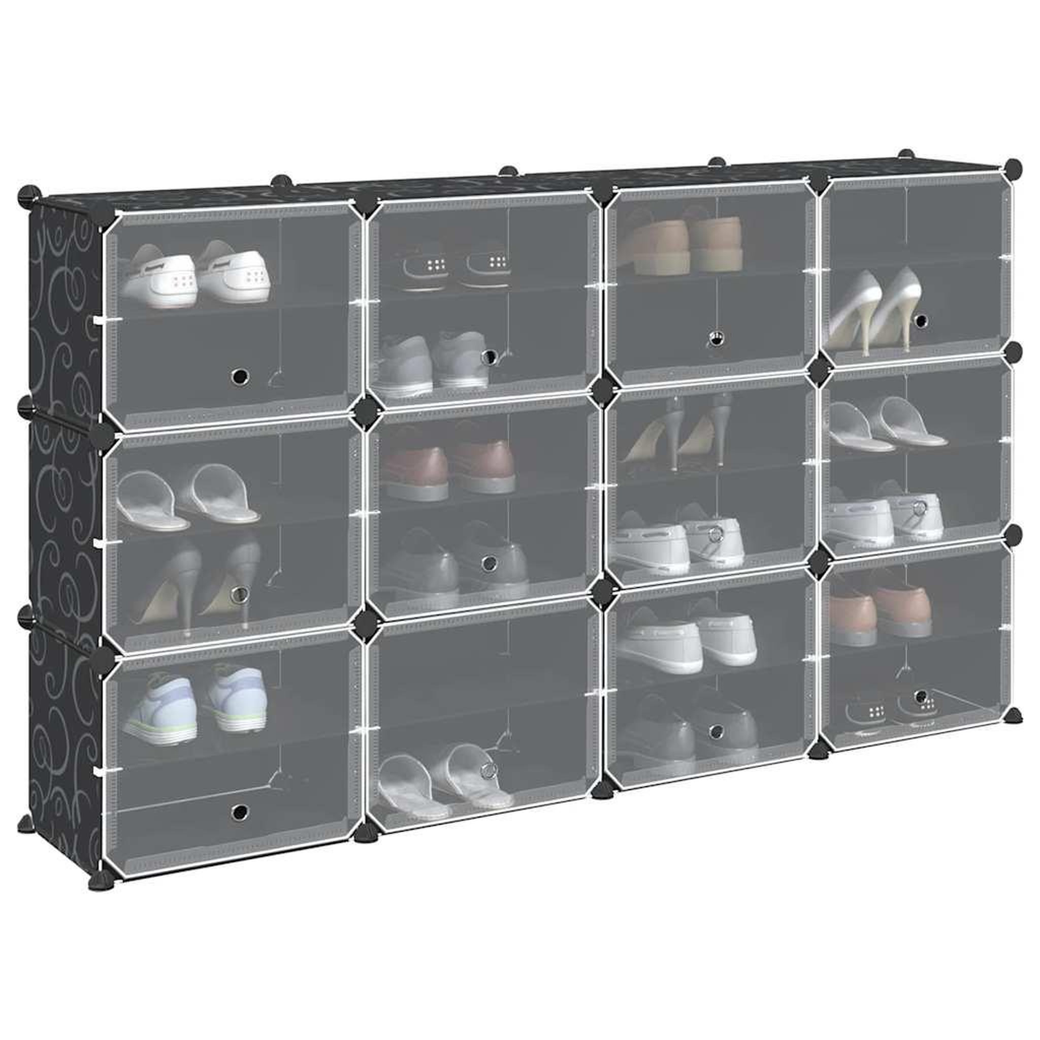VIDAXL Cubes de rangement 12 pcs avec portes noir PP