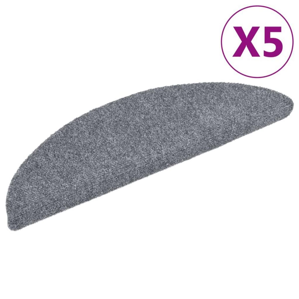 VIDAXL Tapis autoadhesifs de marches 5 pcs Gris clair 56x17x3 cm