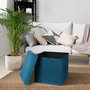 Voir la diapositive 2 : TOILINUX Pouf de rangement pliable Kube en velours - Bleu Vert