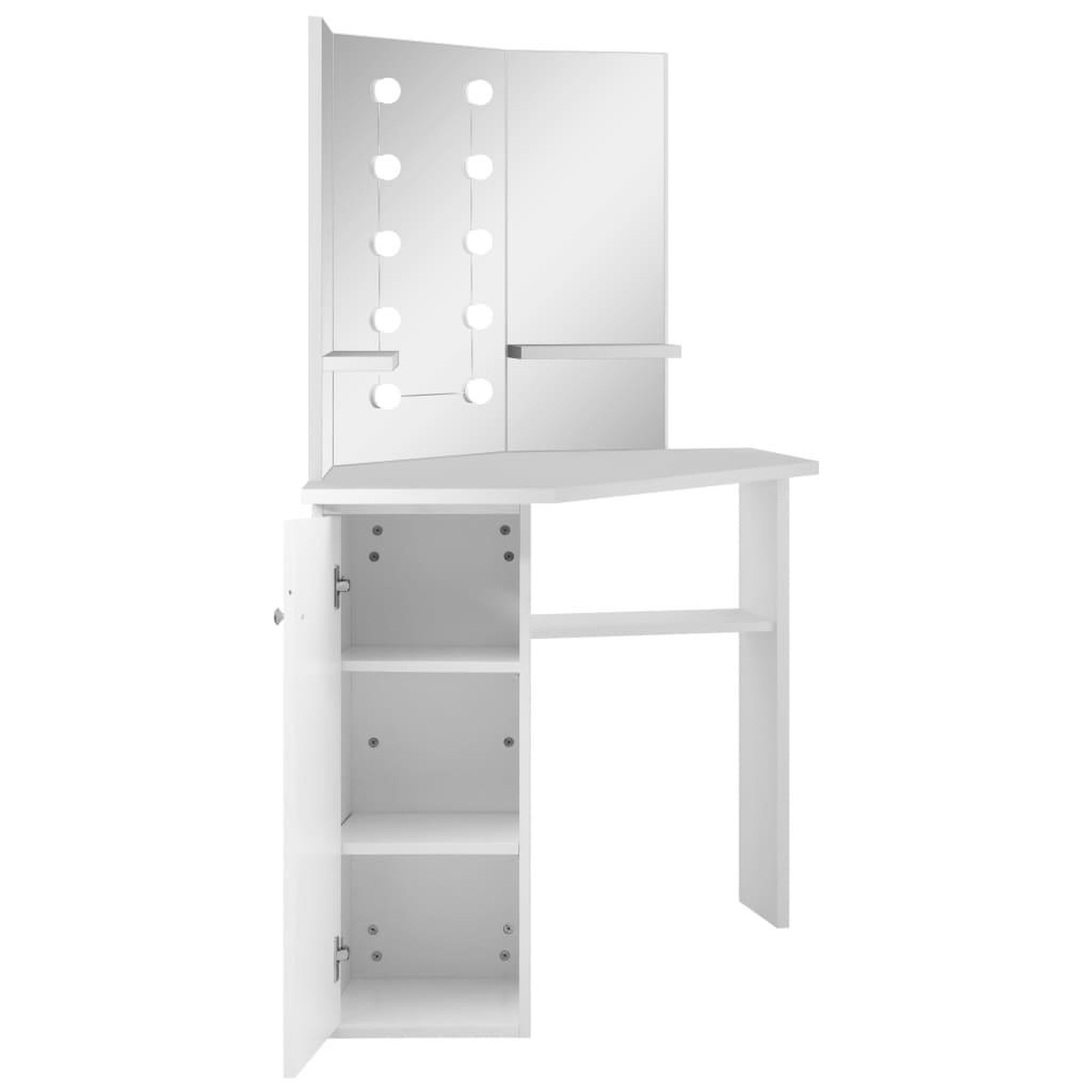 Voir la diapositive 4 : VIDAXL Coiffeuse d'angle table de maquillage lumiere LED Blanc clair