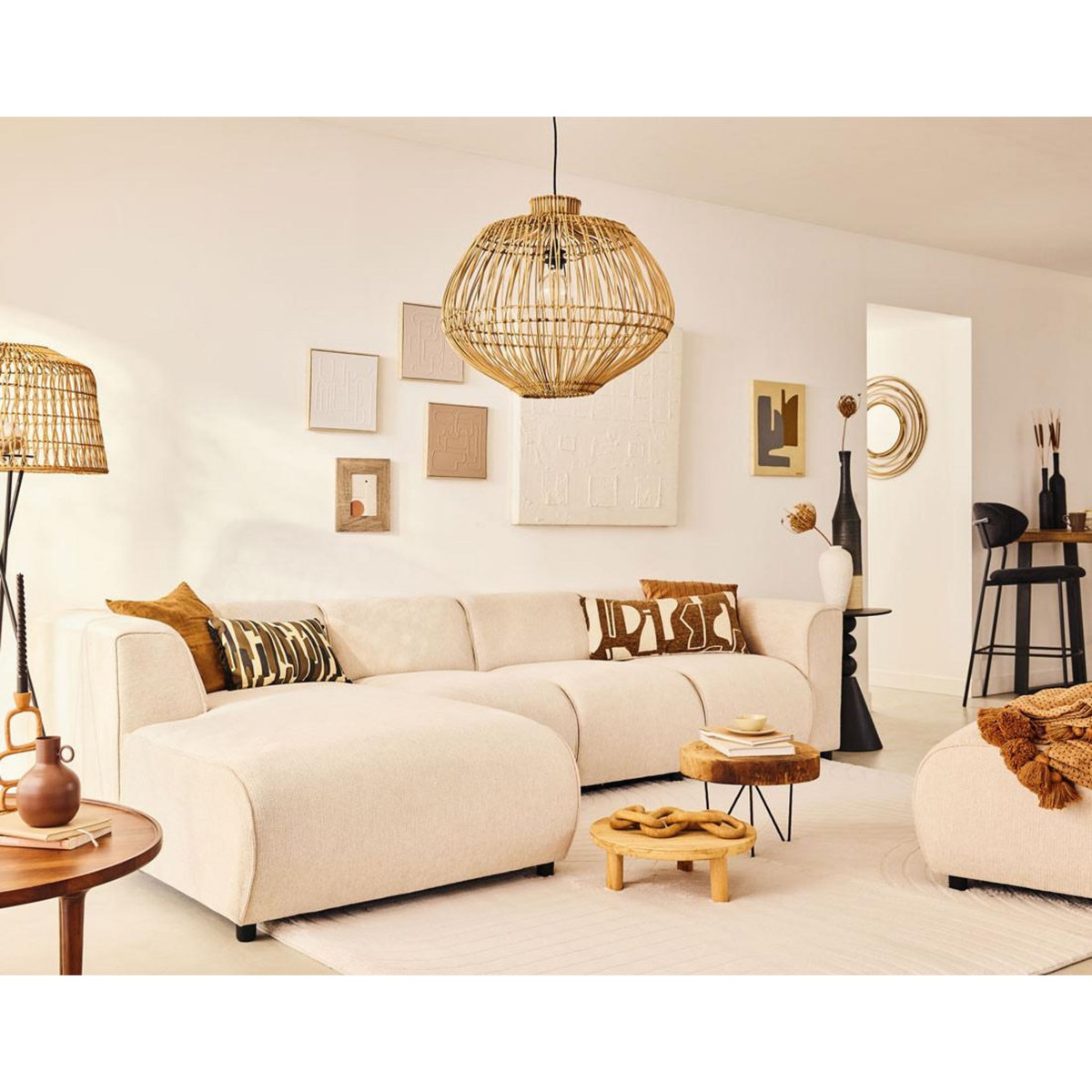 LISA DESIGN Suaro - canapé modulable d'angle gauche 5 places en tissu texturé