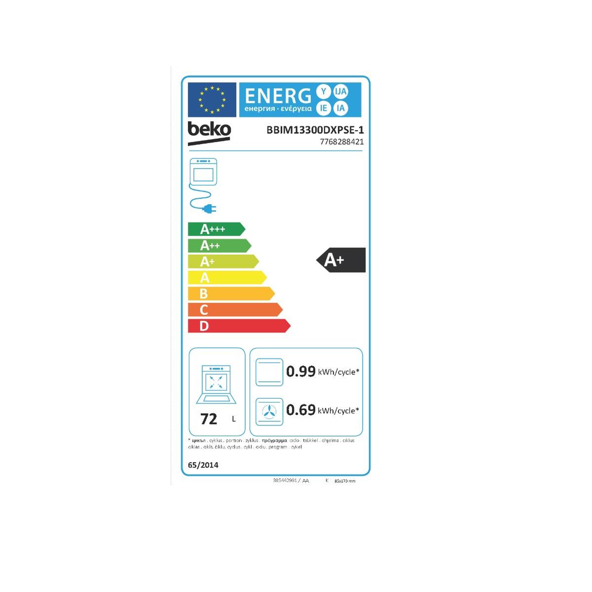 Voir la diapositive 2 : Beko Four intégrable 72l 60cm a  pyrolyse noir - BBIM13300DXPSE-1