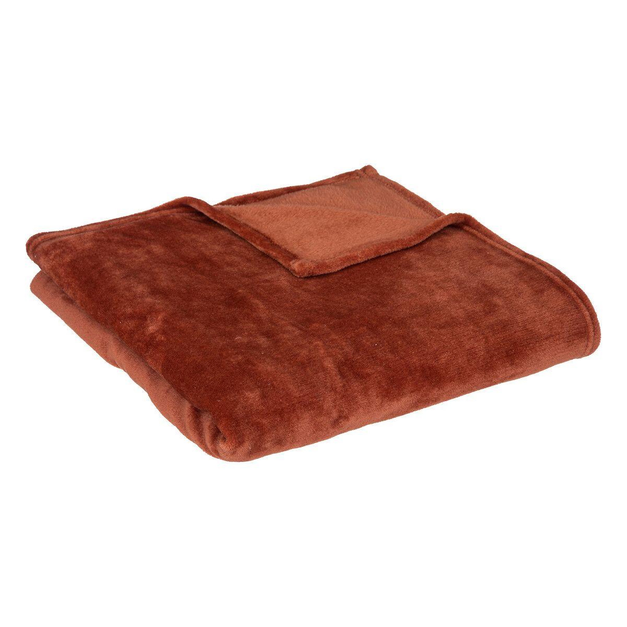 ATMOSPHERA Plaid doux uni  flanel  130x180cm terracotta