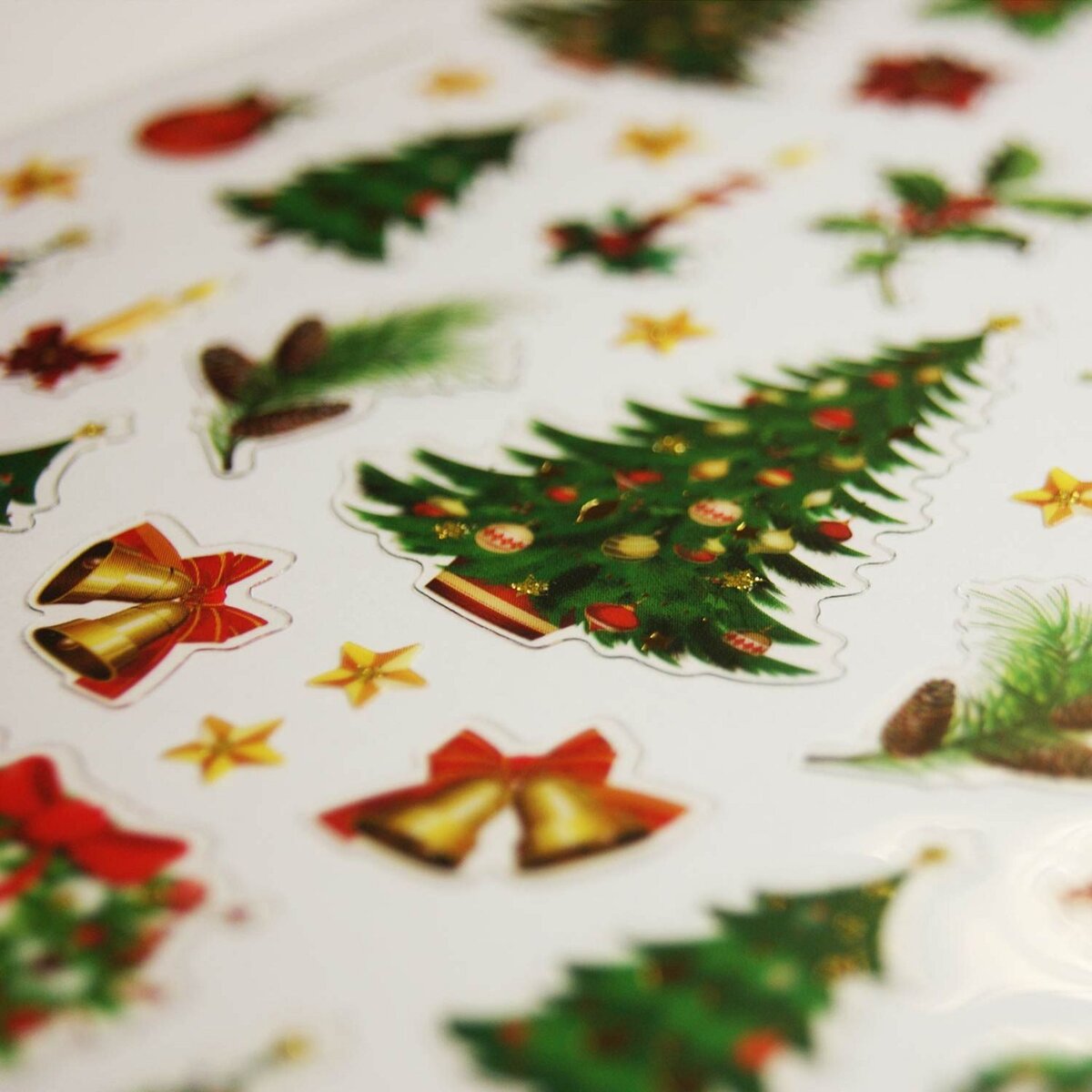  Stickers Sapins de Noël à paillettes
