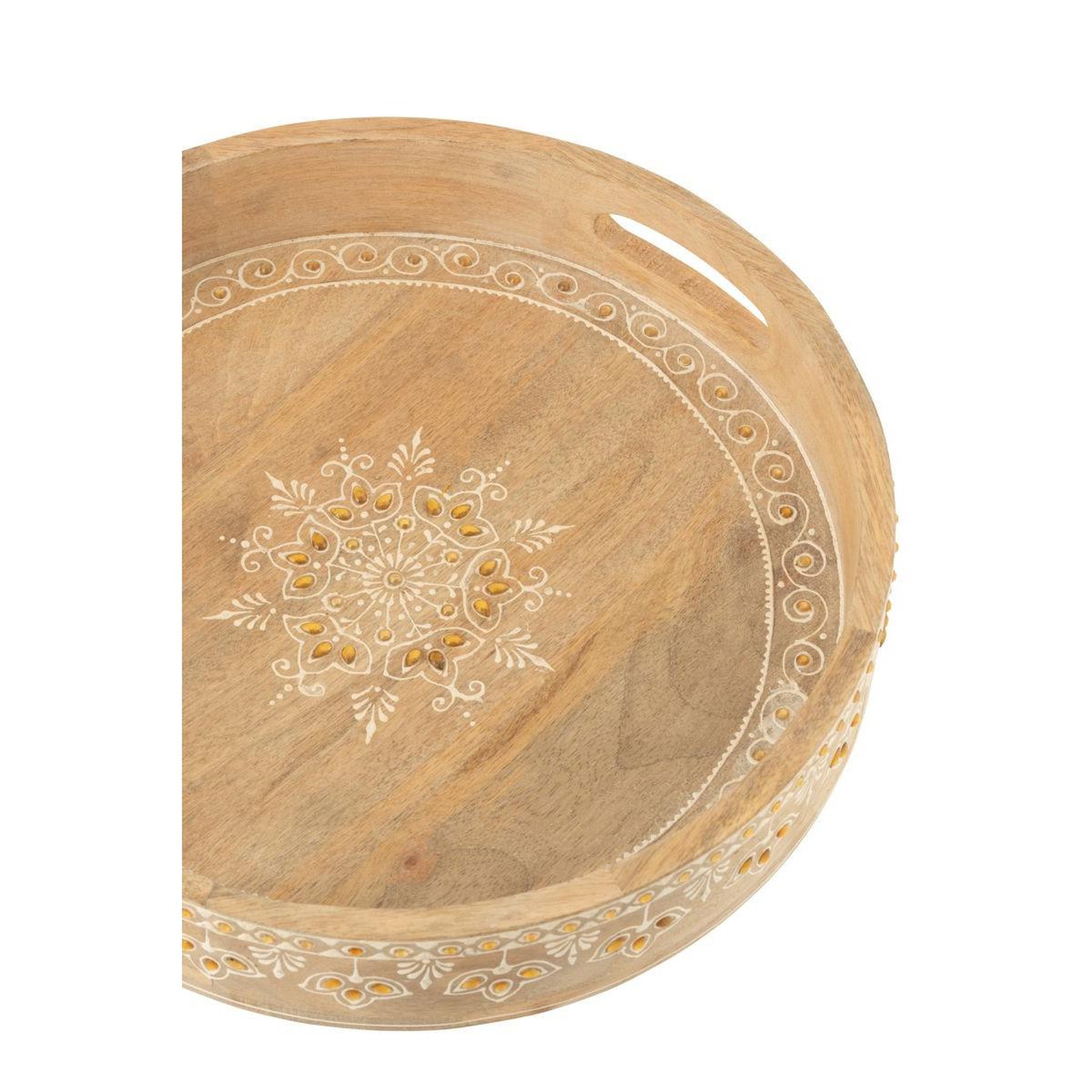 Voir la diapositive 5 : J-LINE Lot de 2 plateaux en bois  perle du sahara  40cm naturel