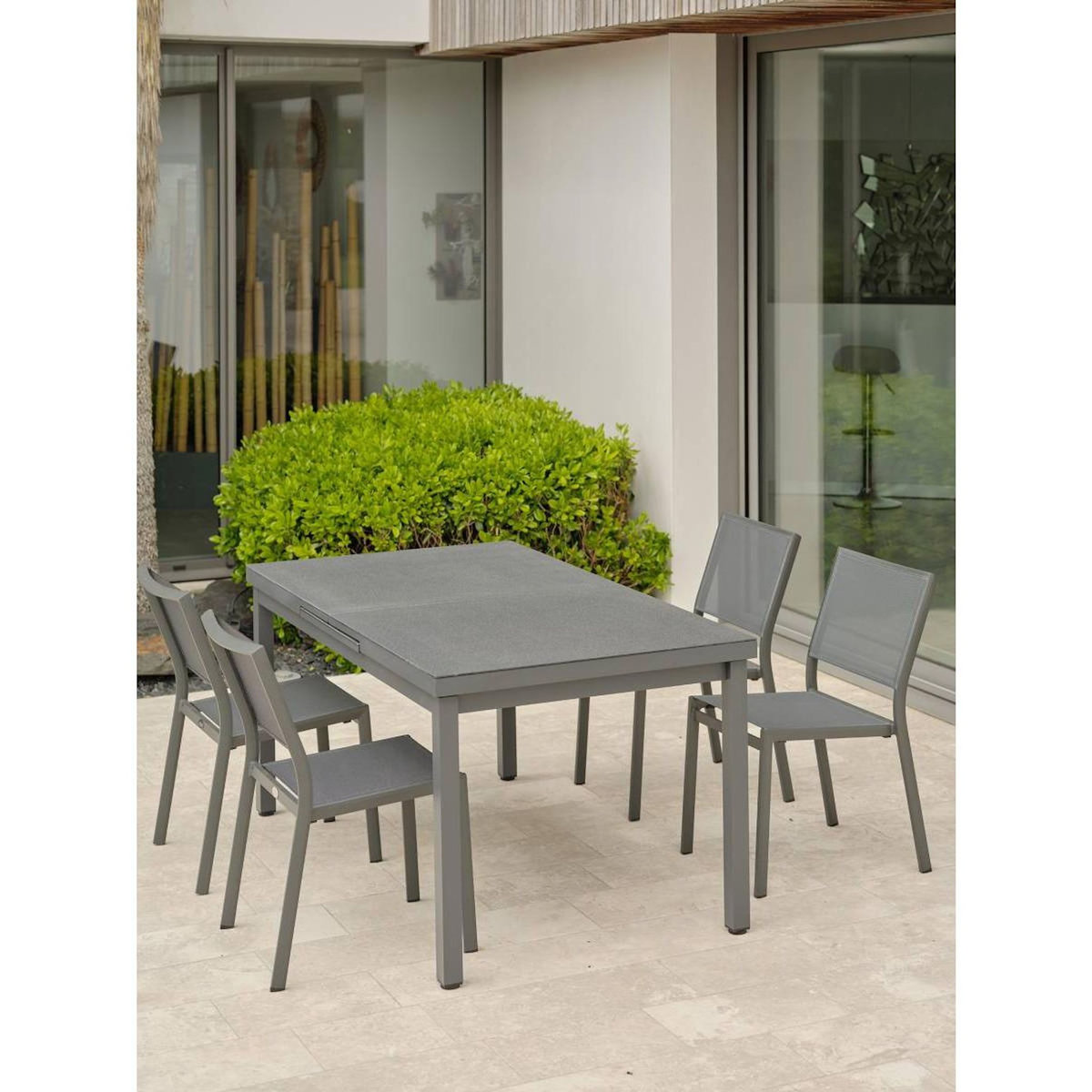 Paris Prix Ensemble Table de Jardin Extensible & 4 Chaises  Dania & Stockholm  160-210cm Anthracite