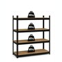 Voir la diapositive 3 : INTEC Etagère de Rangement Charges lourdes 1600kg Noire 160 x 60 x H180cm - Rayonnage Métal 4 Plateaux Bois INTEC