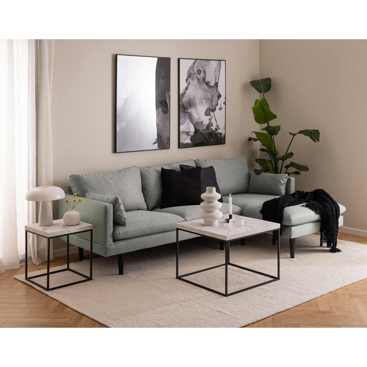 LISA DESIGN Alamosa - table basse - effet marbre blanc - 60 cm