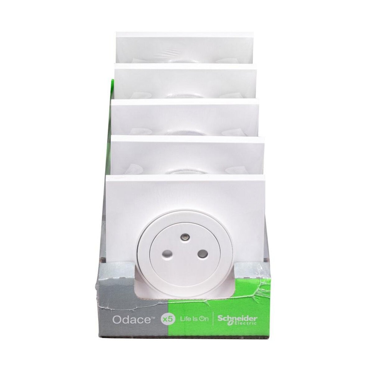 Schneider Electric Lot de 5 prises affleurantes complètes Odace, SCHNEIDER ELECTRIC, blanc