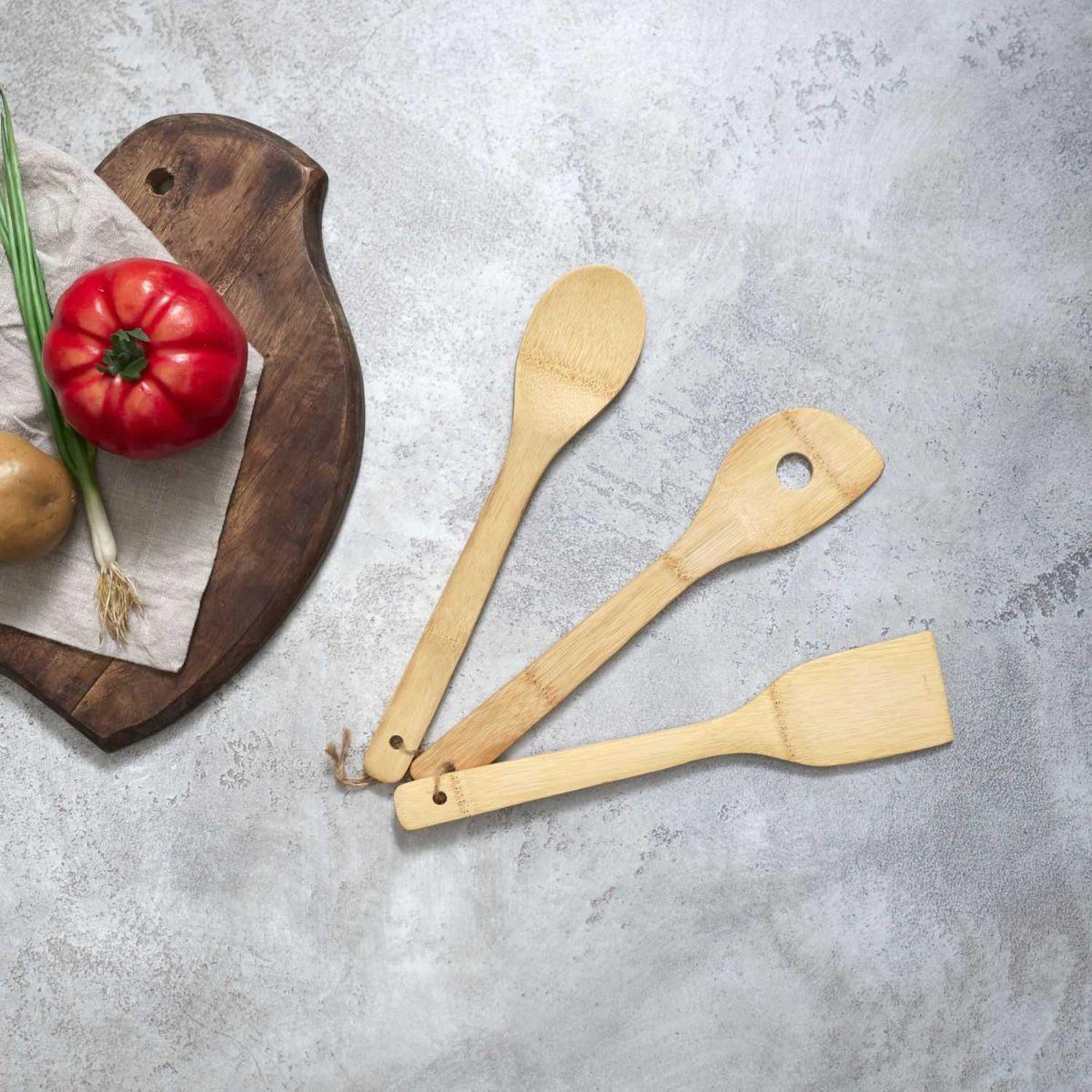 Voir la diapositive 2 : COOK CONCEPT Lot de 3 ustensiles de cuisine  bambou  30cm naturel