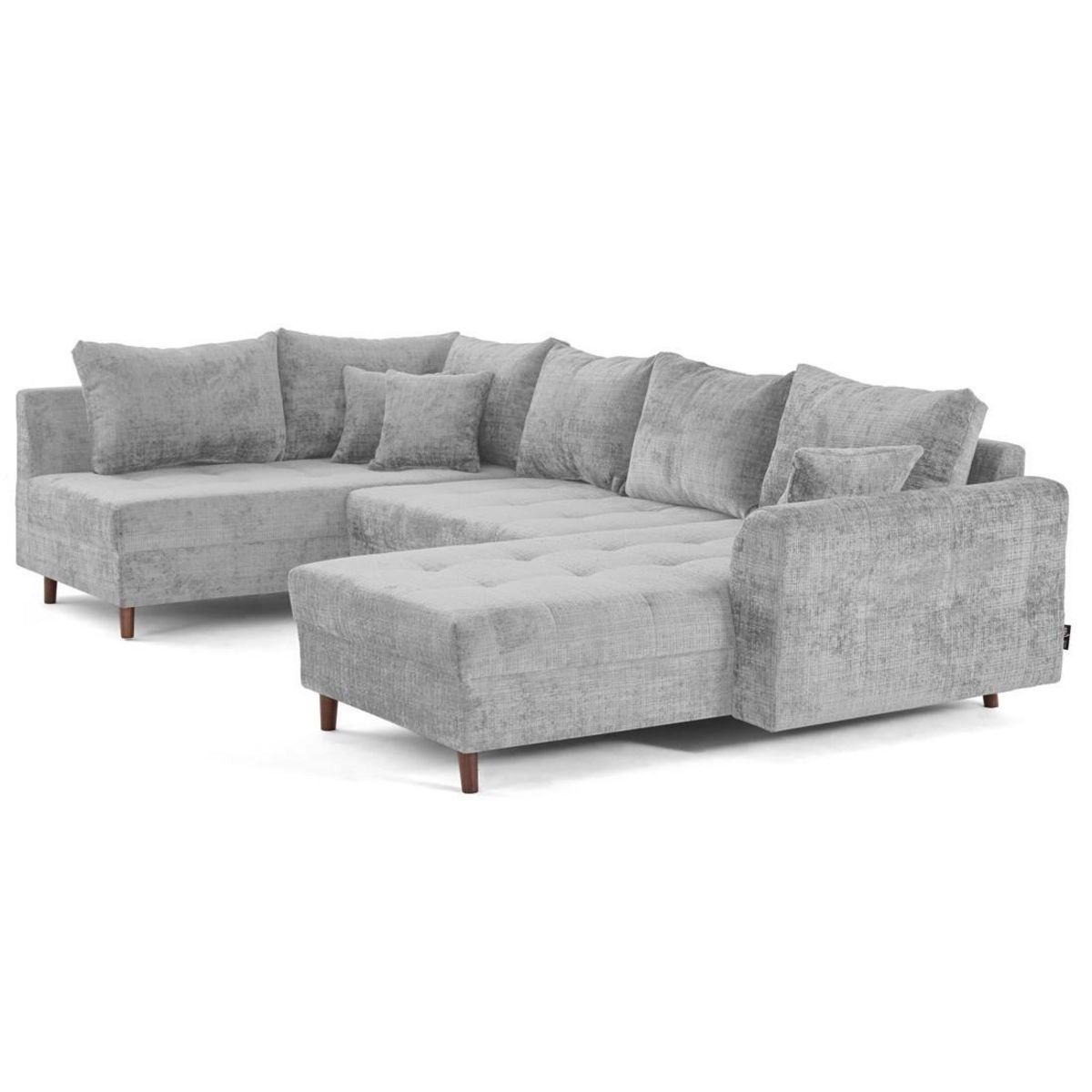 LISA DESIGN Rune - canapé panoramique d'angle gauche 7 places en velours texturé