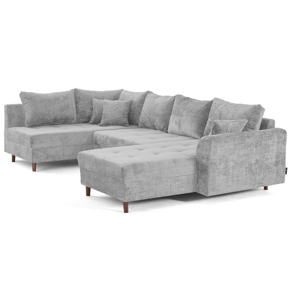 LISA DESIGN Rune - canapé panoramique d'angle gauche 7 places en velours texturé