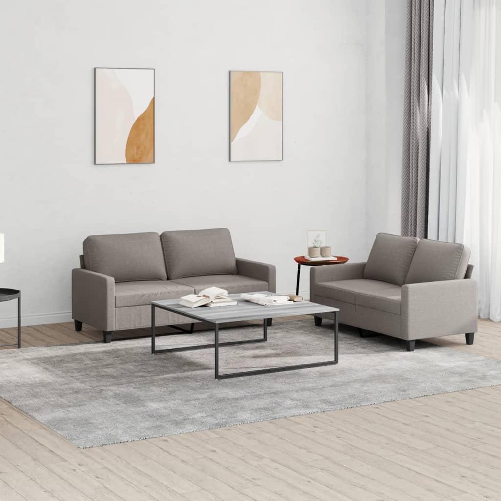 VIDAXL Ensemble de canapes 2 pcs avec coussins Taupe Tissu