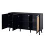 Voir la diapositive 5 : BEST MOBILIER Goto - buffet bas - noir et cannage - 140 cm