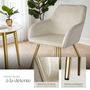 Voir la diapositive 4 : tectake Chaise rembourrée aspect velours crème/or