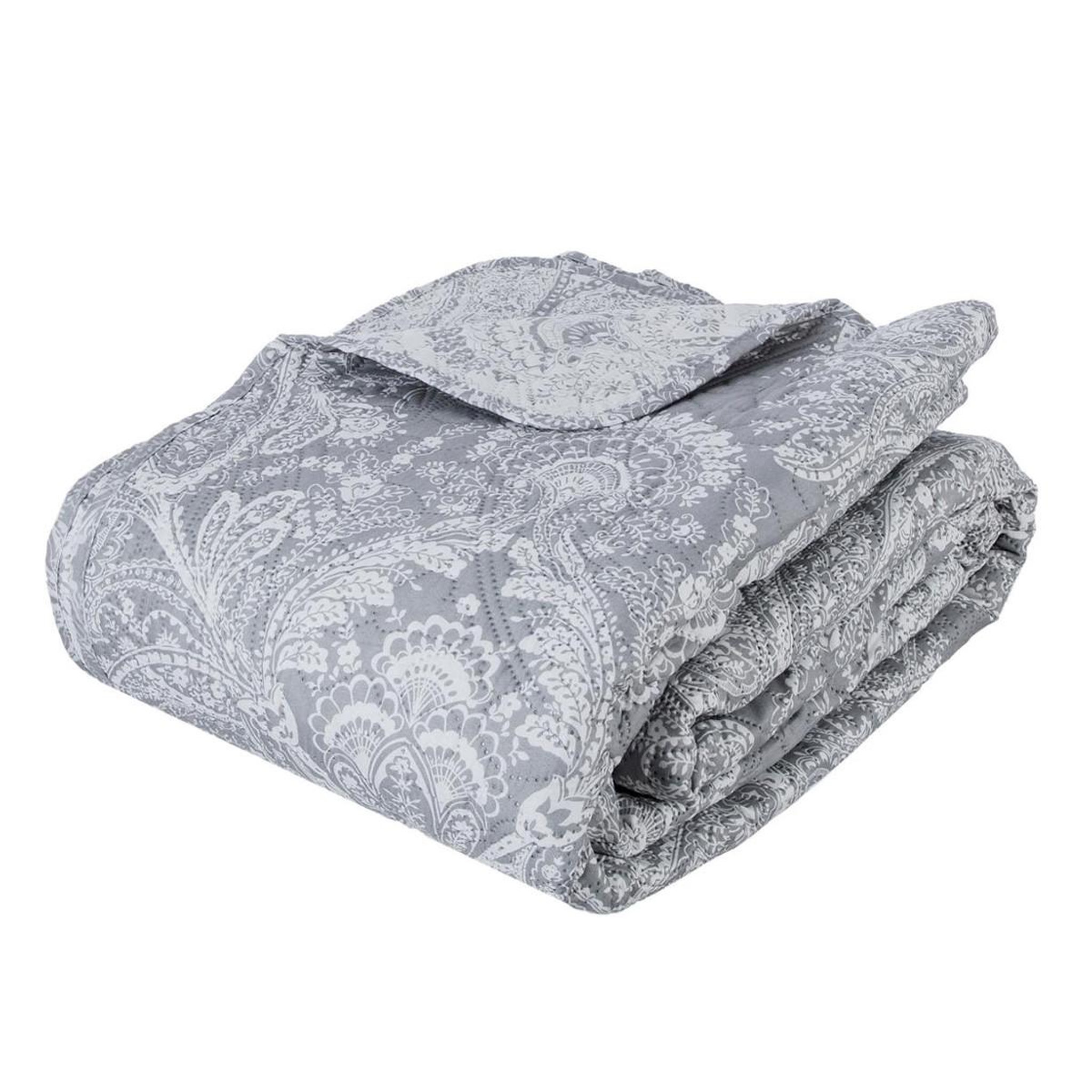 ATMOSPHERA Dessus de lit & 2 taies  marie  240x260cm gris clair