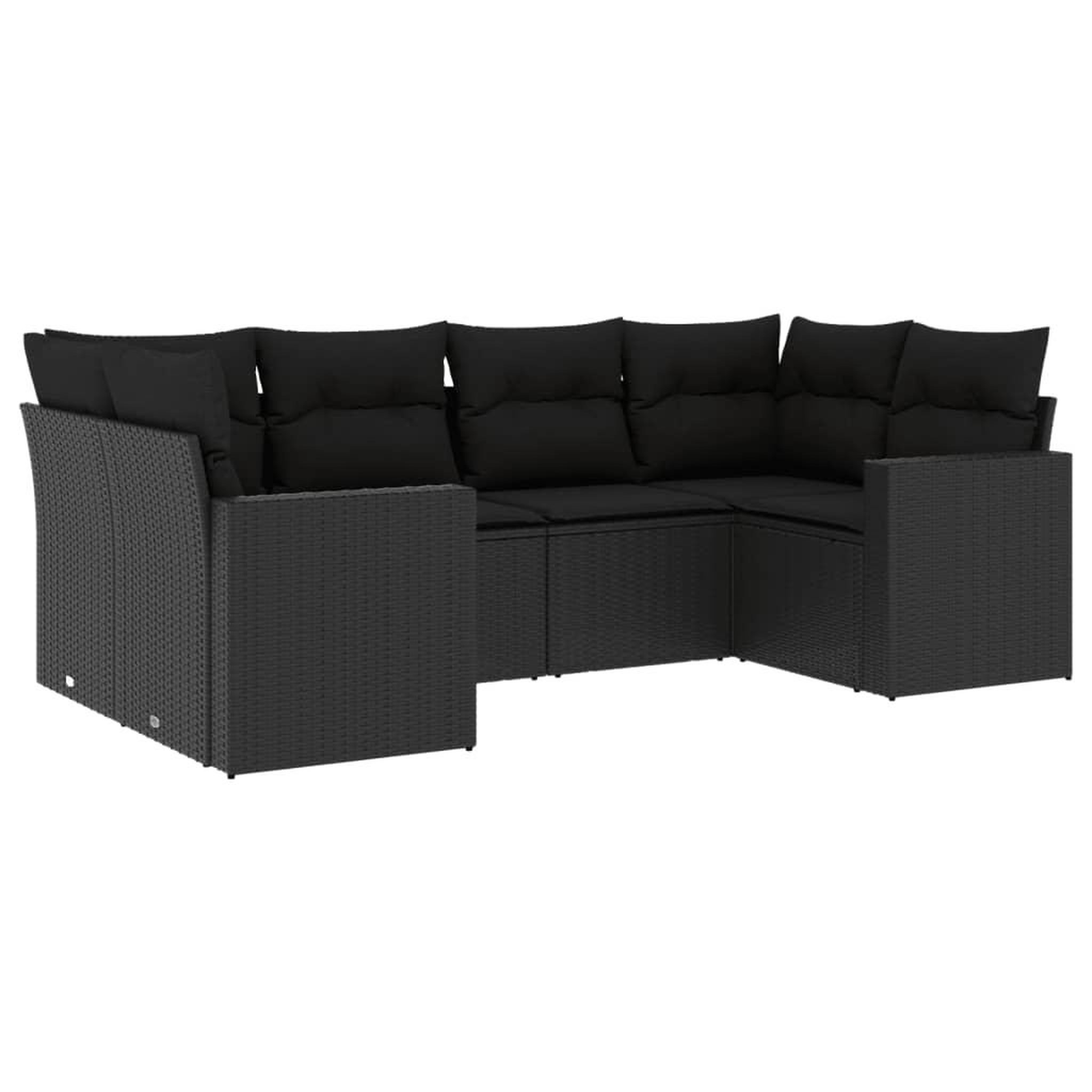 Voir la diapositive 2 : VIDAXL Salon de jardin 6 pcs avec coussins noir resine tressee