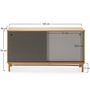 Voir la diapositive 3 : VS VENTA-STOCK Buffet Magnus 2 portes coulissantes couleur Gris, bois massif, 140 cm Largeur
