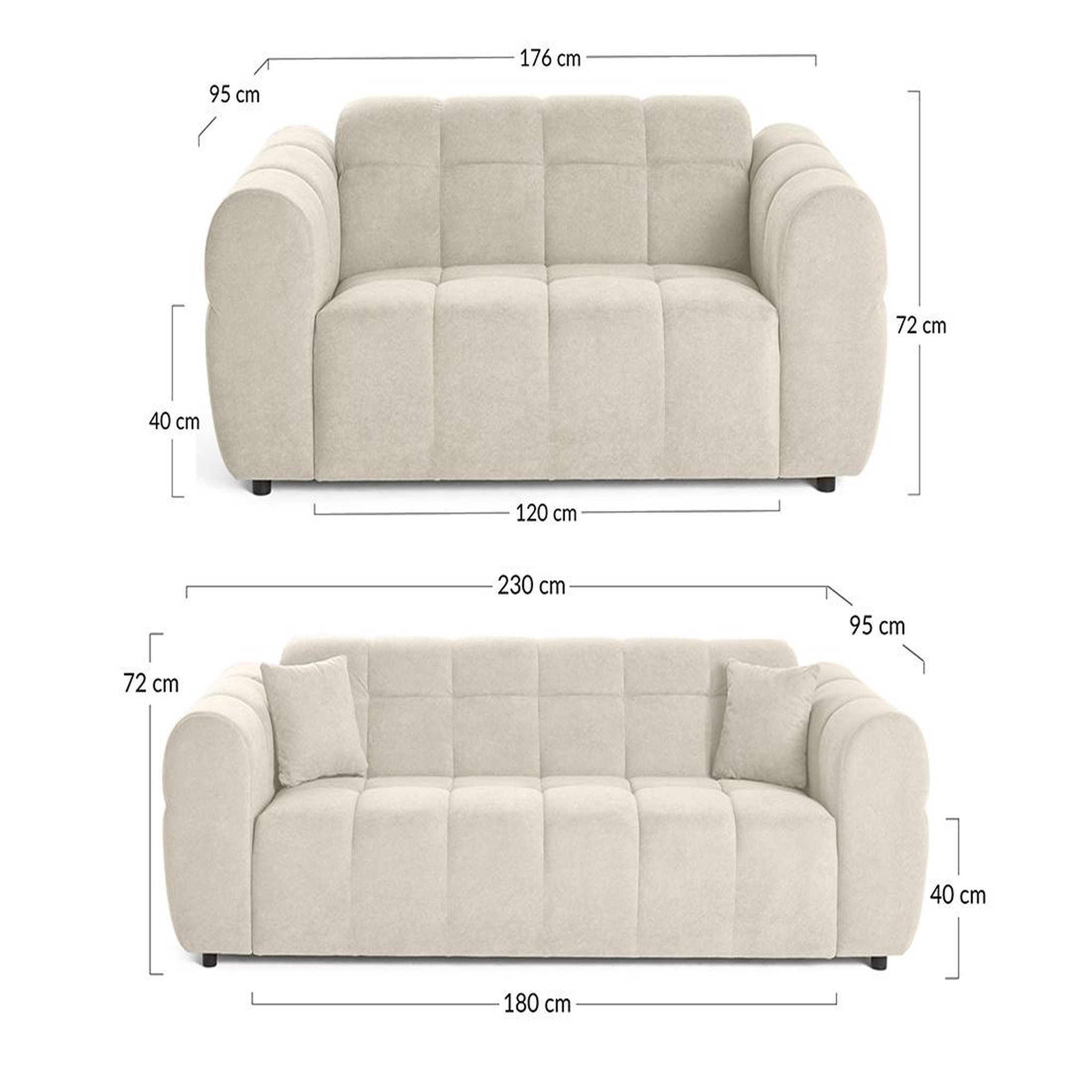 Voir la diapositive 5 : BEST MOBILIER Ray - ensemble de canapés droits 2+3 places tissu texturé