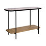 Voir la diapositive 1 : SWEEEK Console vintage en métal noir avec 2 plateaux (verre et décor bois). bords arrondis
