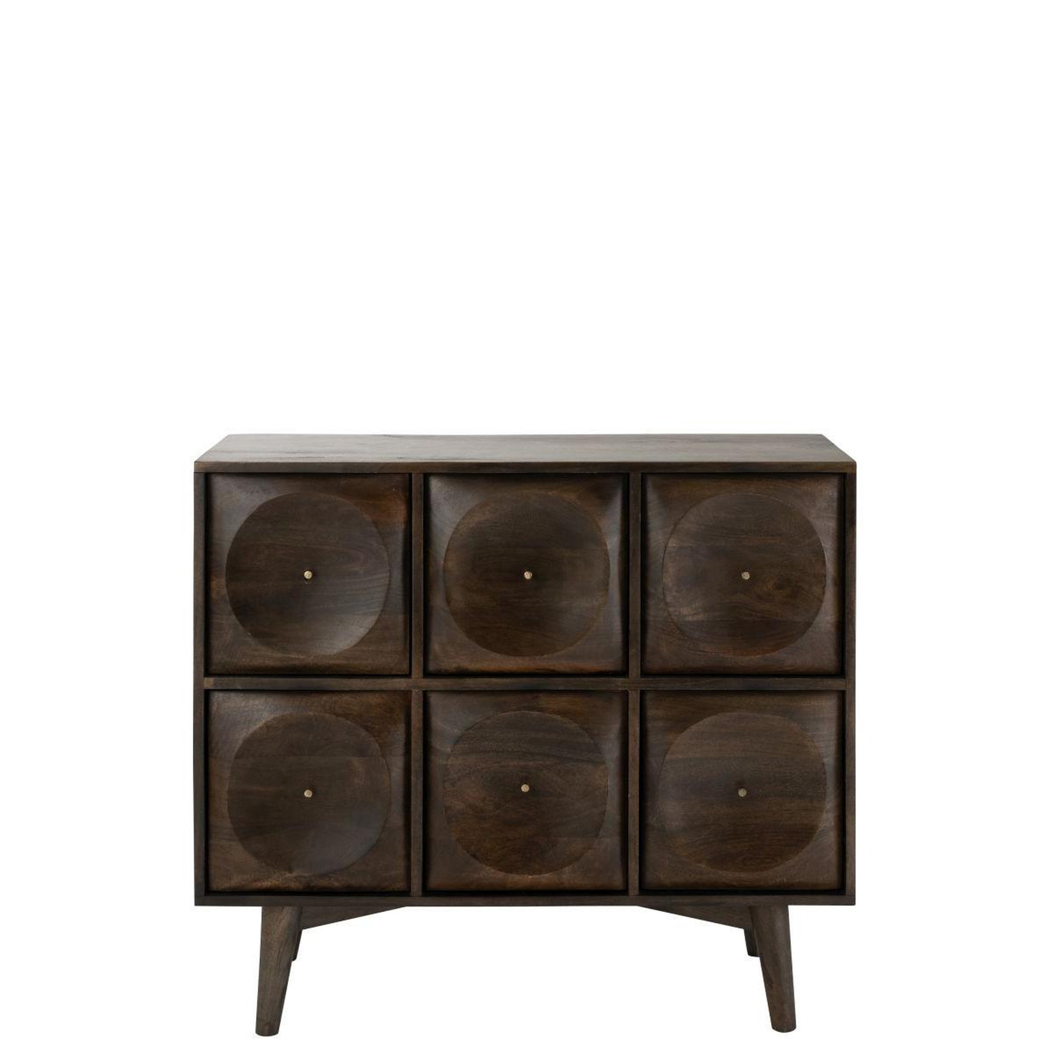 Voir la diapositive 2 : J-LINE Commode 6 tiroirs en bois  circle  99cm marron foncé