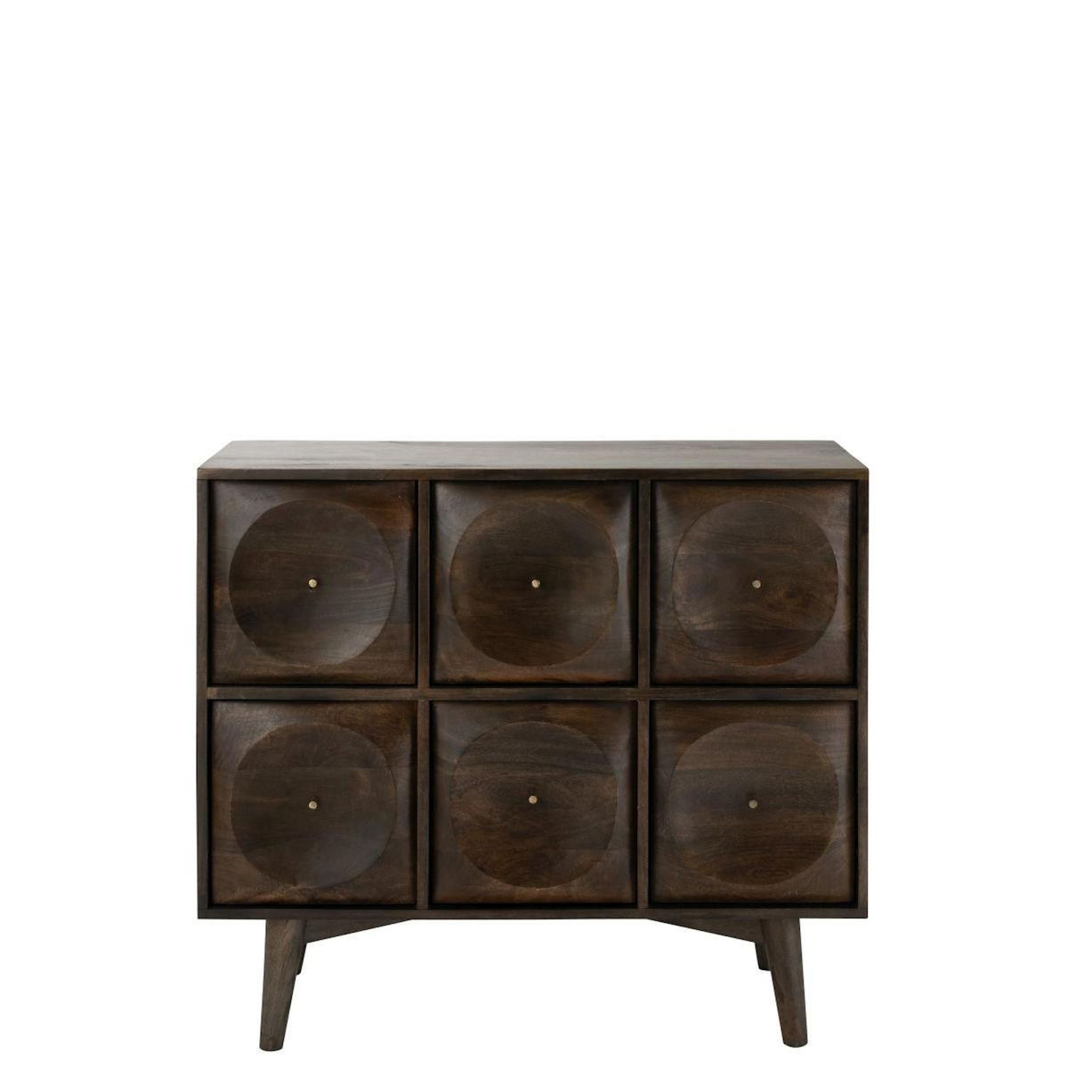 Paris Prix Commode 6 Tiroirs en Bois  Circle  99cm Marron Foncé
