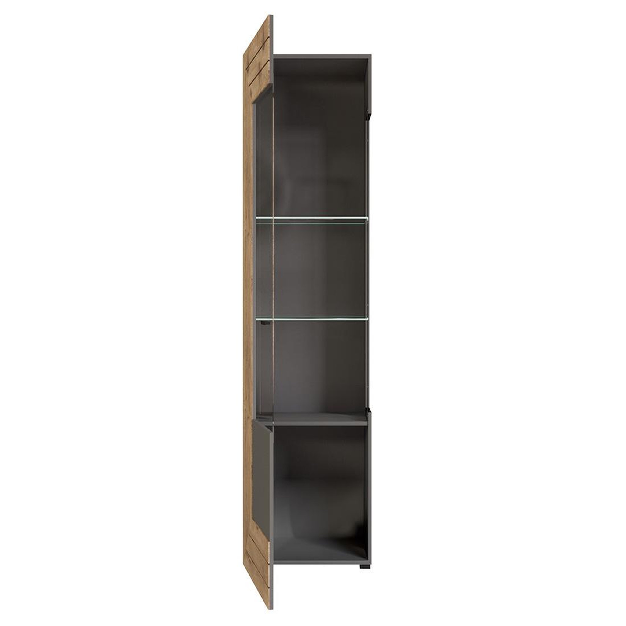 Voir la diapositive 4 : BEST MOBILIER Wexford - vitrine - gris et effet bois - 60x194 cm