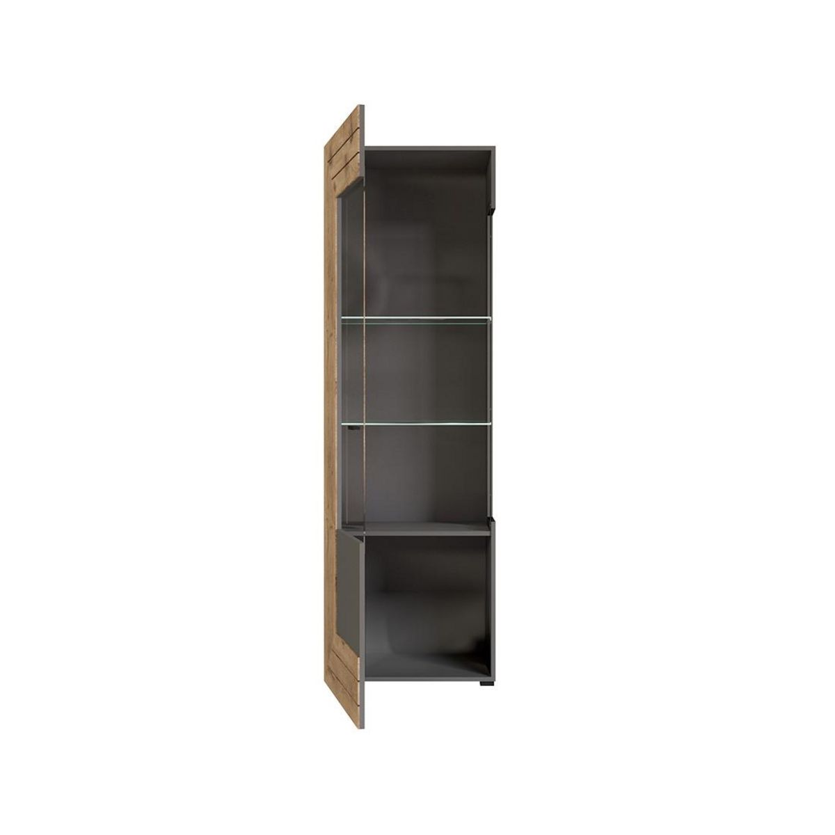 BEST MOBILIER Wexford - vitrine - gris et effet bois - 60x194 cm
