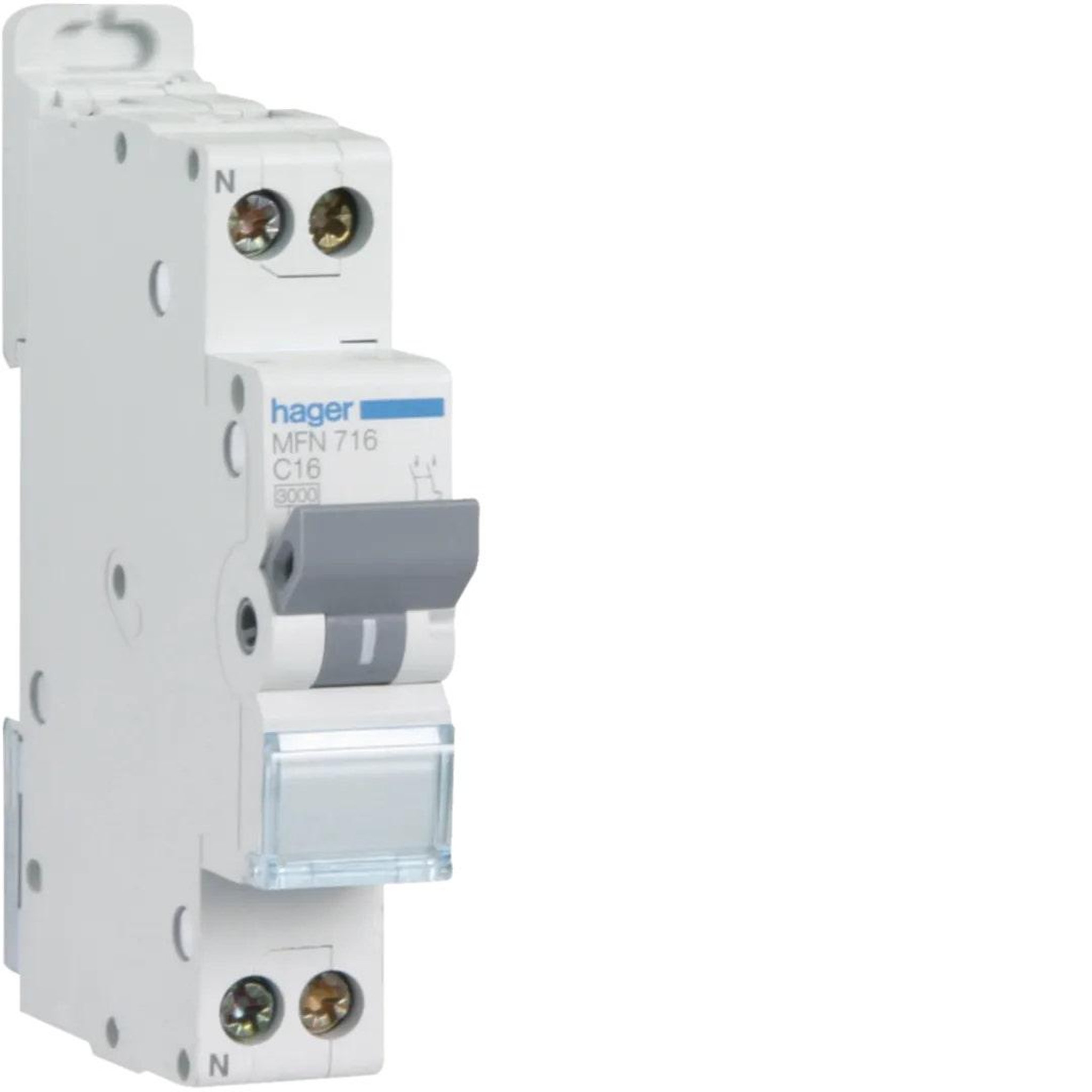 HAGER Disjoncteur 16a ph+n courbe c 3ka 230v