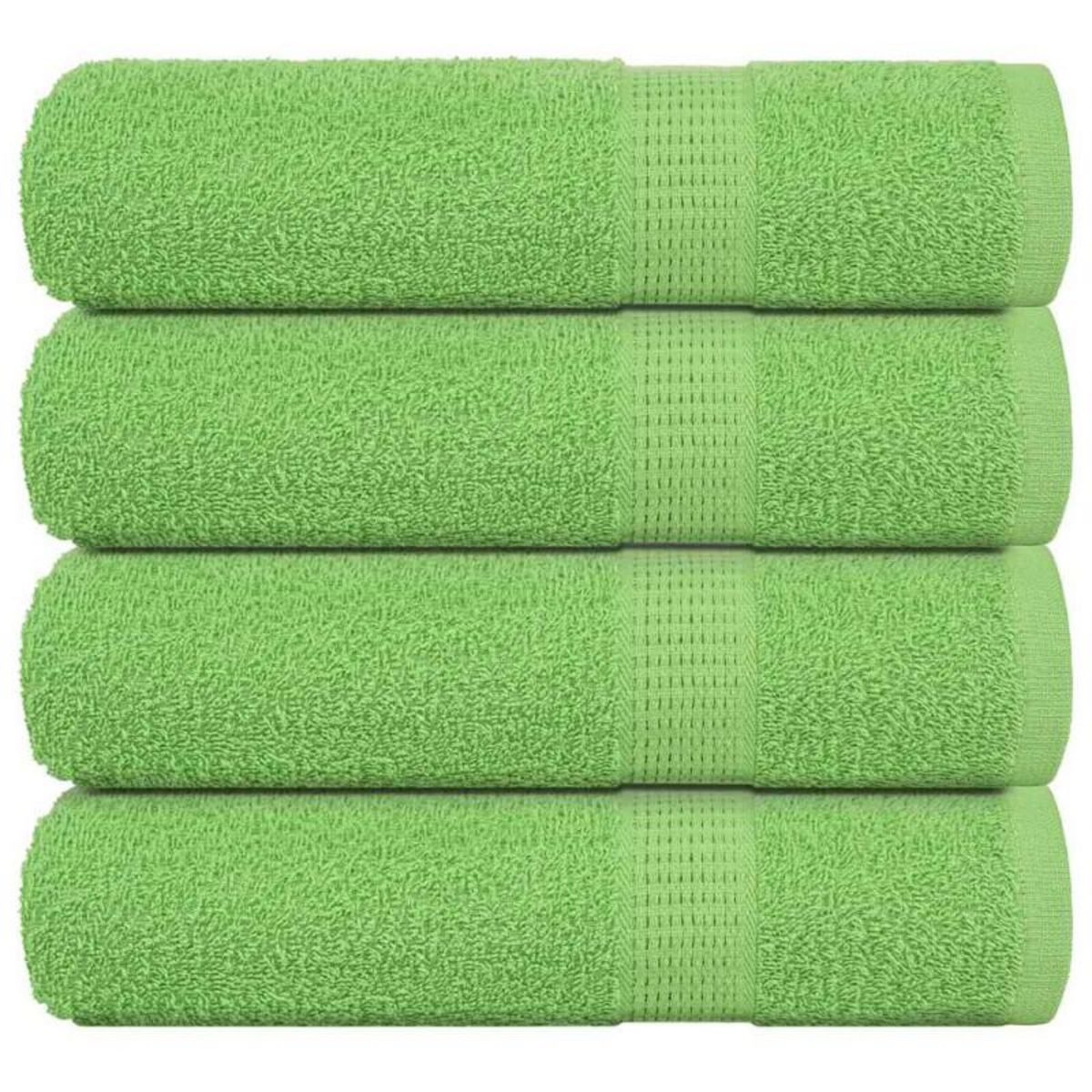 VIDAXL Serviettes de bain 4pcs vert pomme 100x150cm 360g m² 100% coton