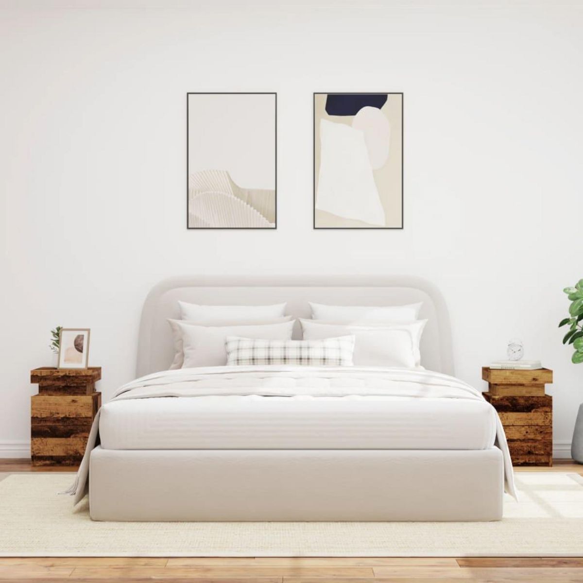 VIDAXL Tables de chevet avec LED 2 pcs vieux bois bois d'ingenierie