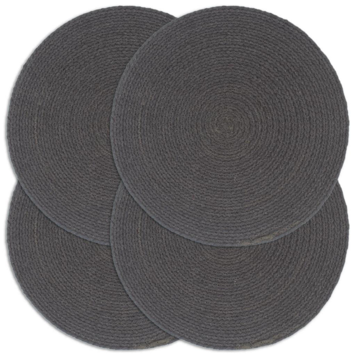 VIDAXL Napperons 4 pcs Gris fonce Plain 38 cm Rond Coton