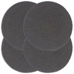 VIDAXL Napperons 4 pcs Gris fonce Plain 38 cm Rond Coton