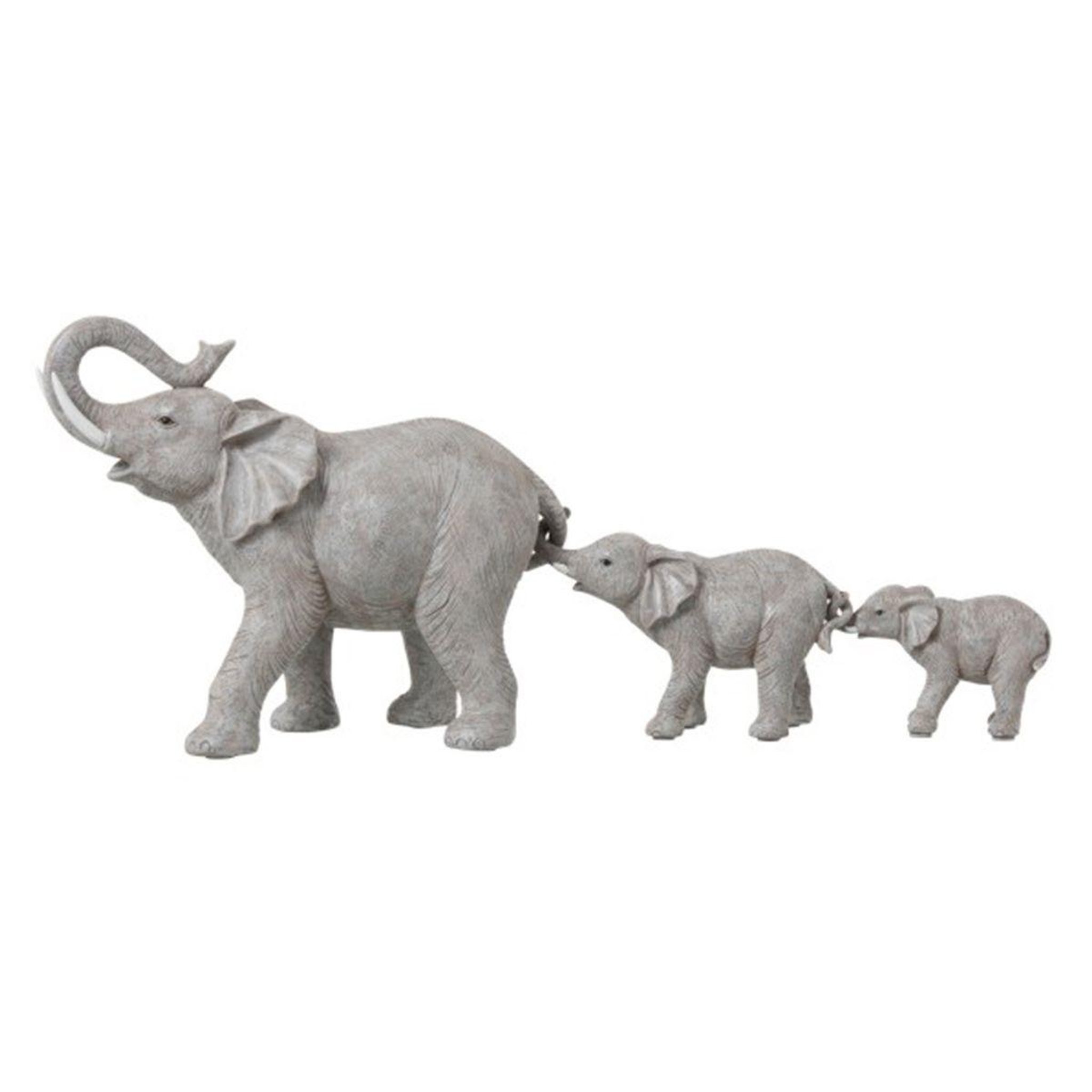 J-LINE Statuette déco en résine  3 eléphants  57cm gris