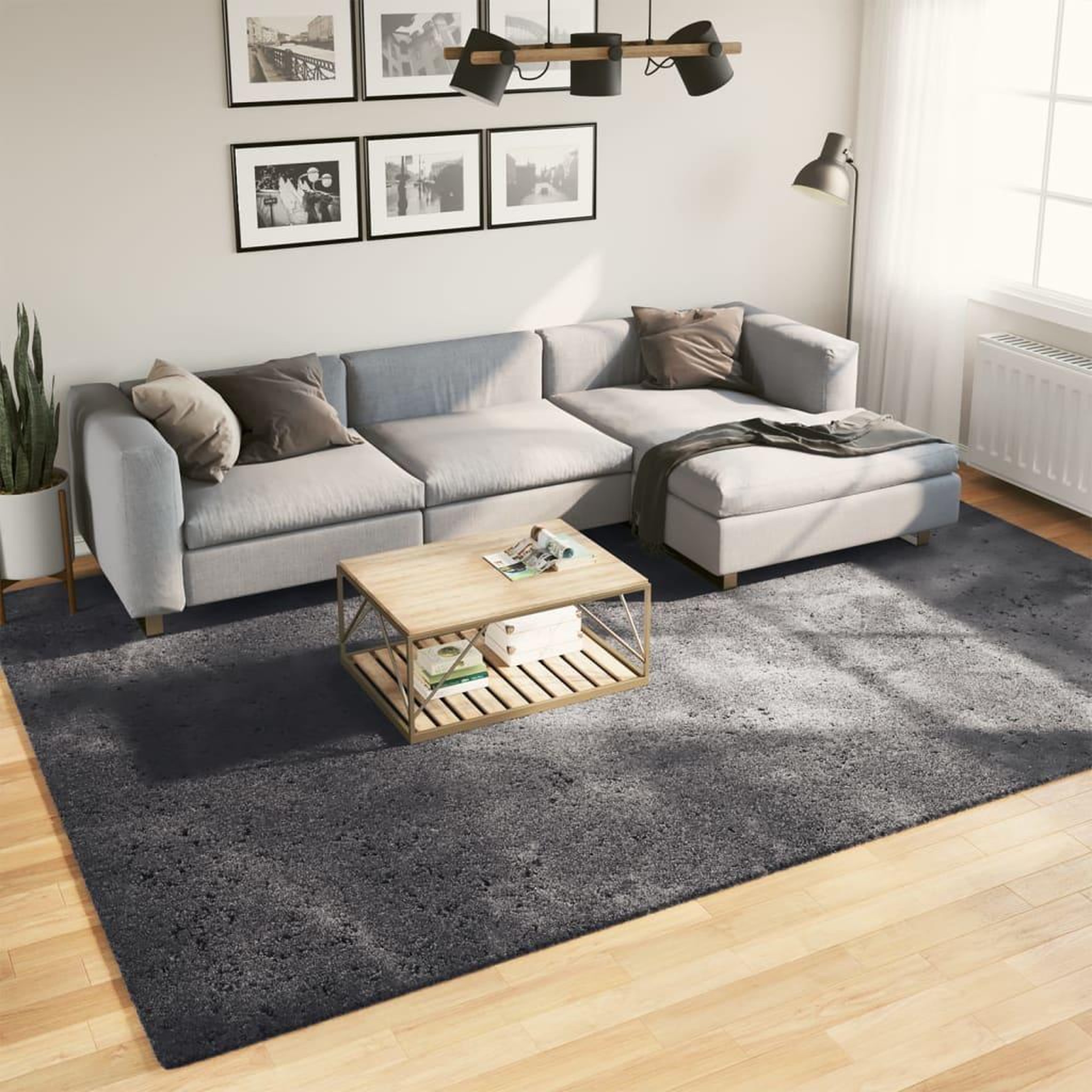 VIDAXL Tapis HUARTE a poils courts doux lavable anthracite 240x340 cm
