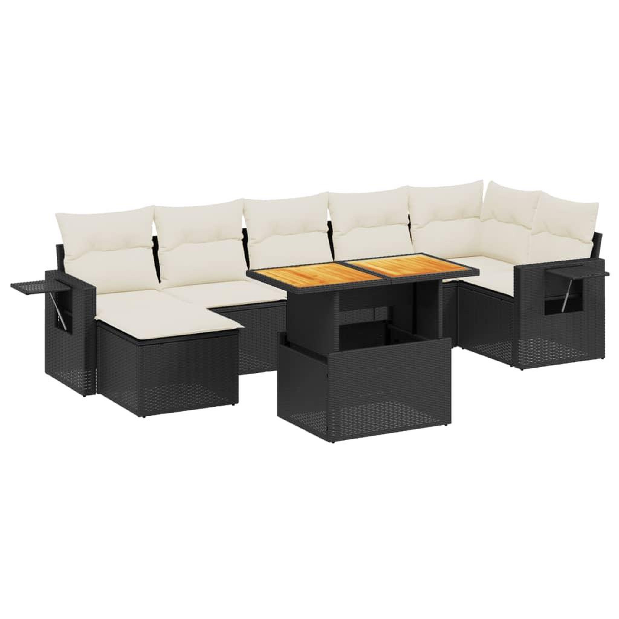 Voir la diapositive 2 : VIDAXL Salon de jardin 8 pcs avec coussins noir resine tressee