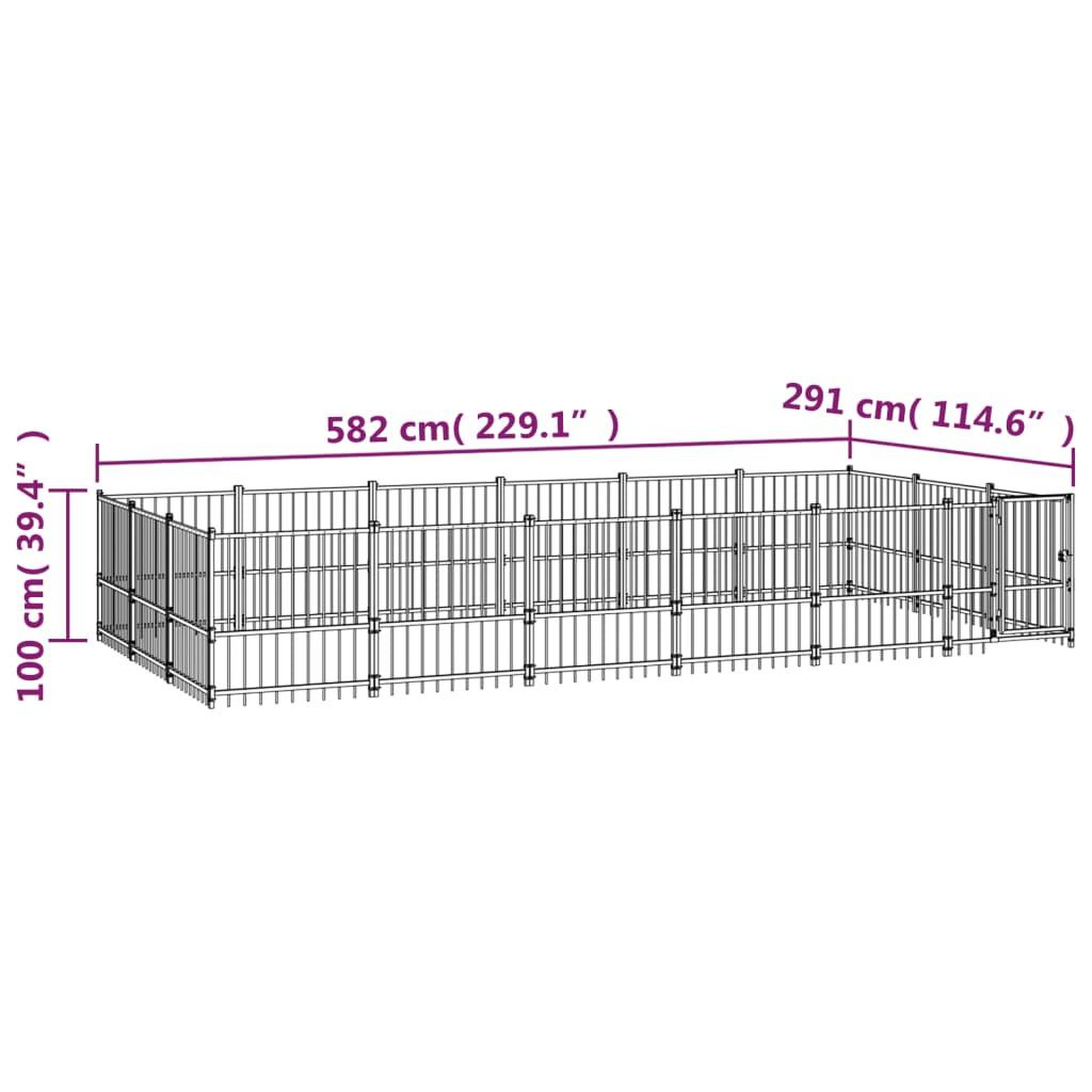 Voir la diapositive 6 : VIDAXL Chenil d'exterieur pour chiens Acier 16,94 m²
