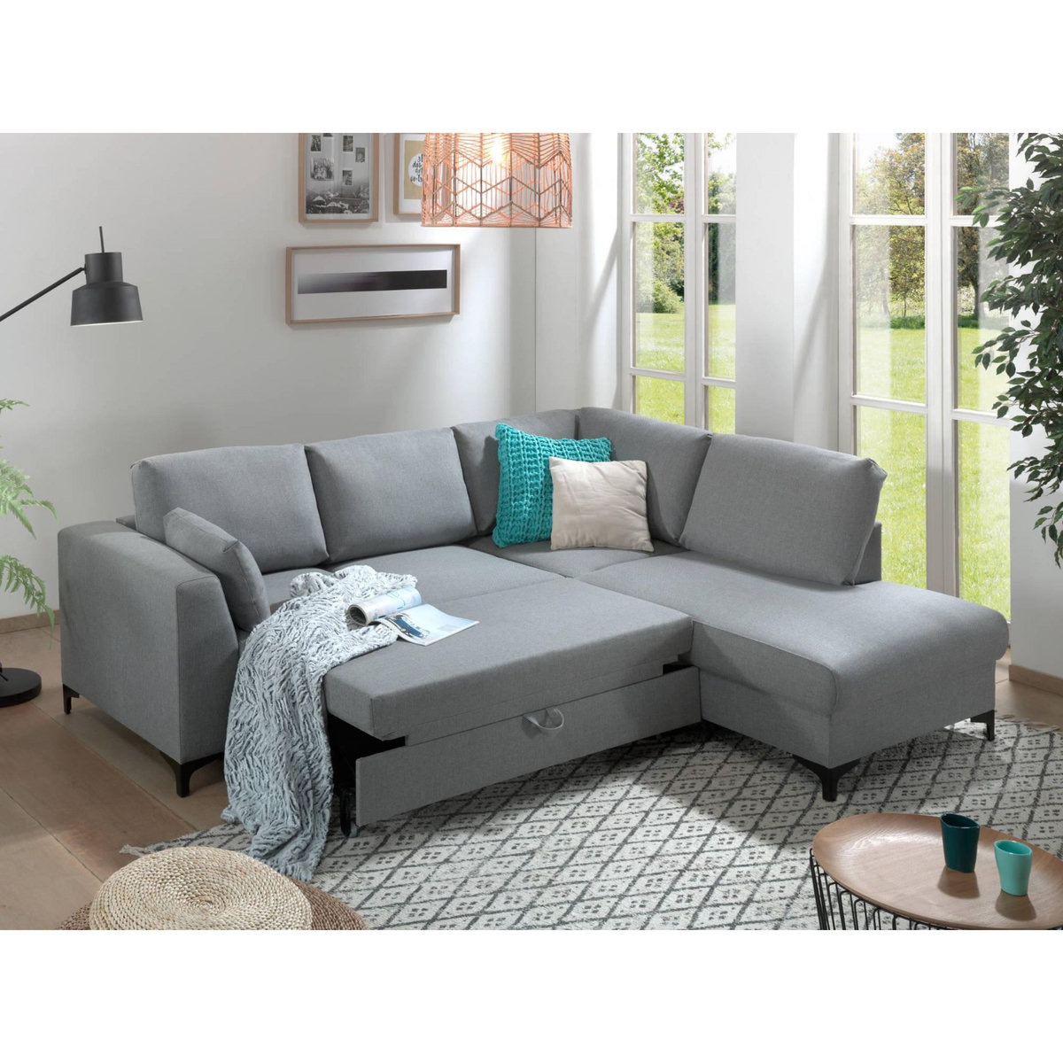 LISA DESIGN Tala - canapé d'angle droit - convertible - 5 places - en tissu