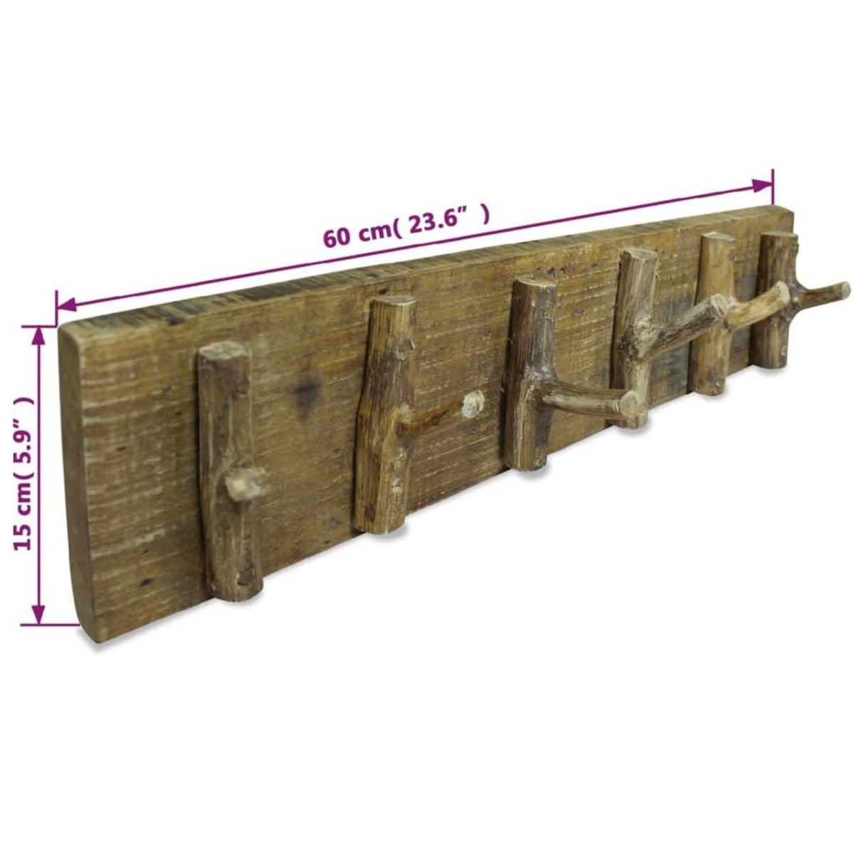 VIDAXL Porte-manteau bois de recuperation melange 60x15 cm