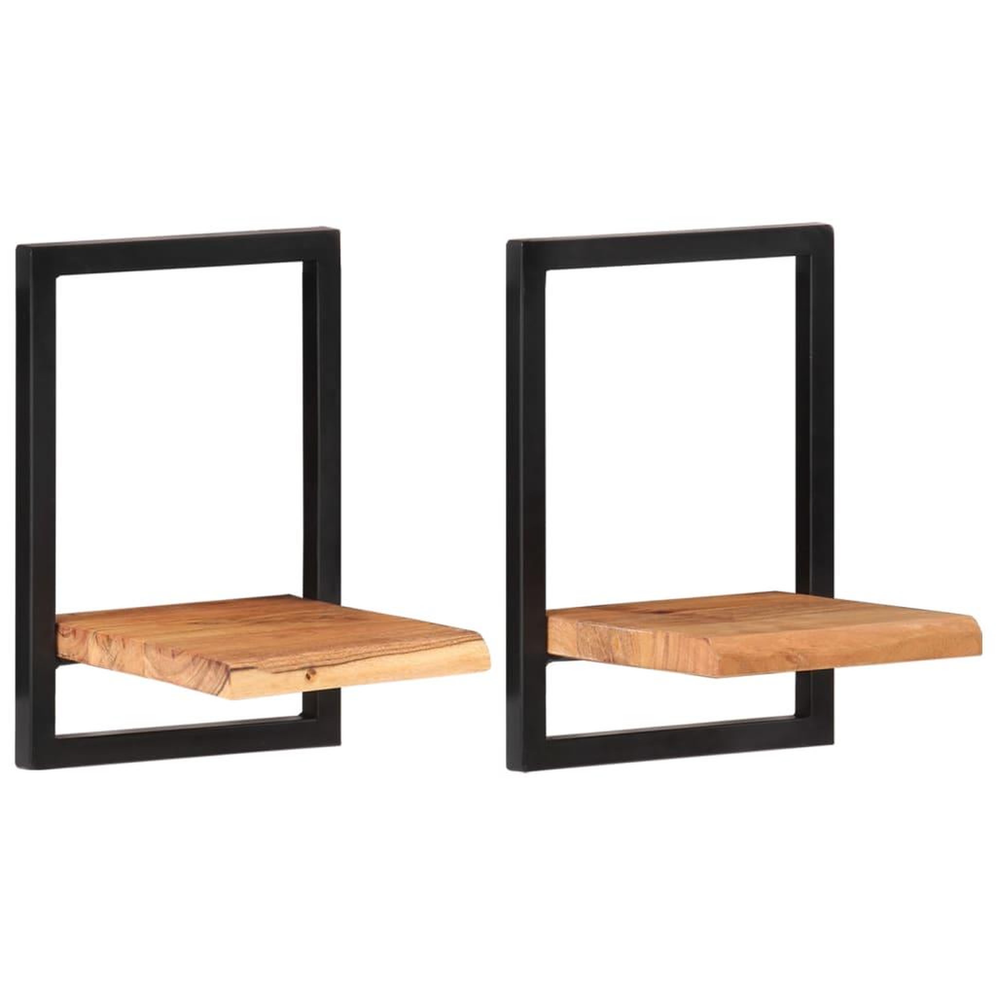 Voir la diapositive 2 : VIDAXL Etageres murales 2 pcs 25x25x35 cm Bois d'acacia et acier