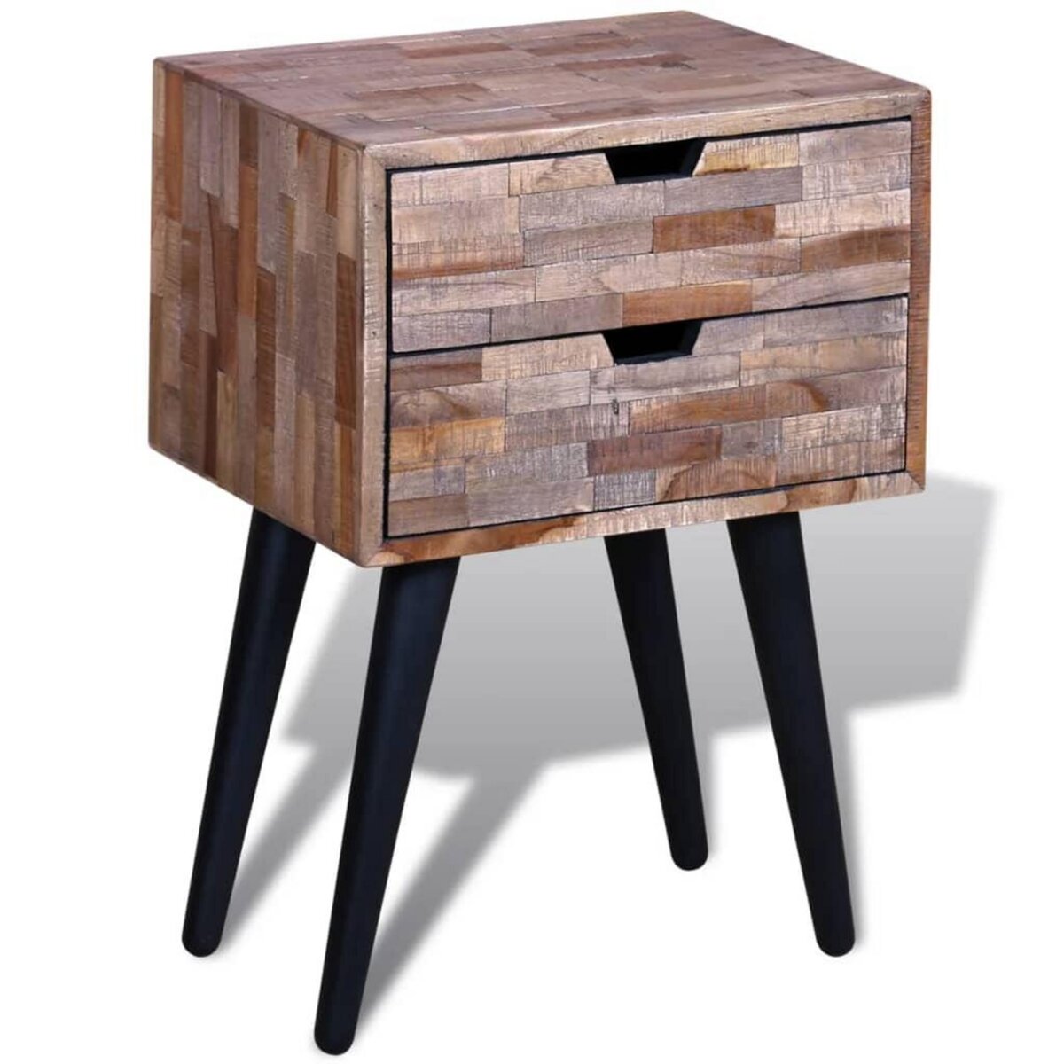 VIDAXL Table de chevet avec 2 tiroirs Bois de teck recycle