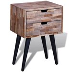 VIDAXL Table de chevet avec 2 tiroirs Bois de teck recycle