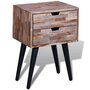 Voir la diapositive 1 : VIDAXL Table de chevet avec 2 tiroirs Bois de teck recycle