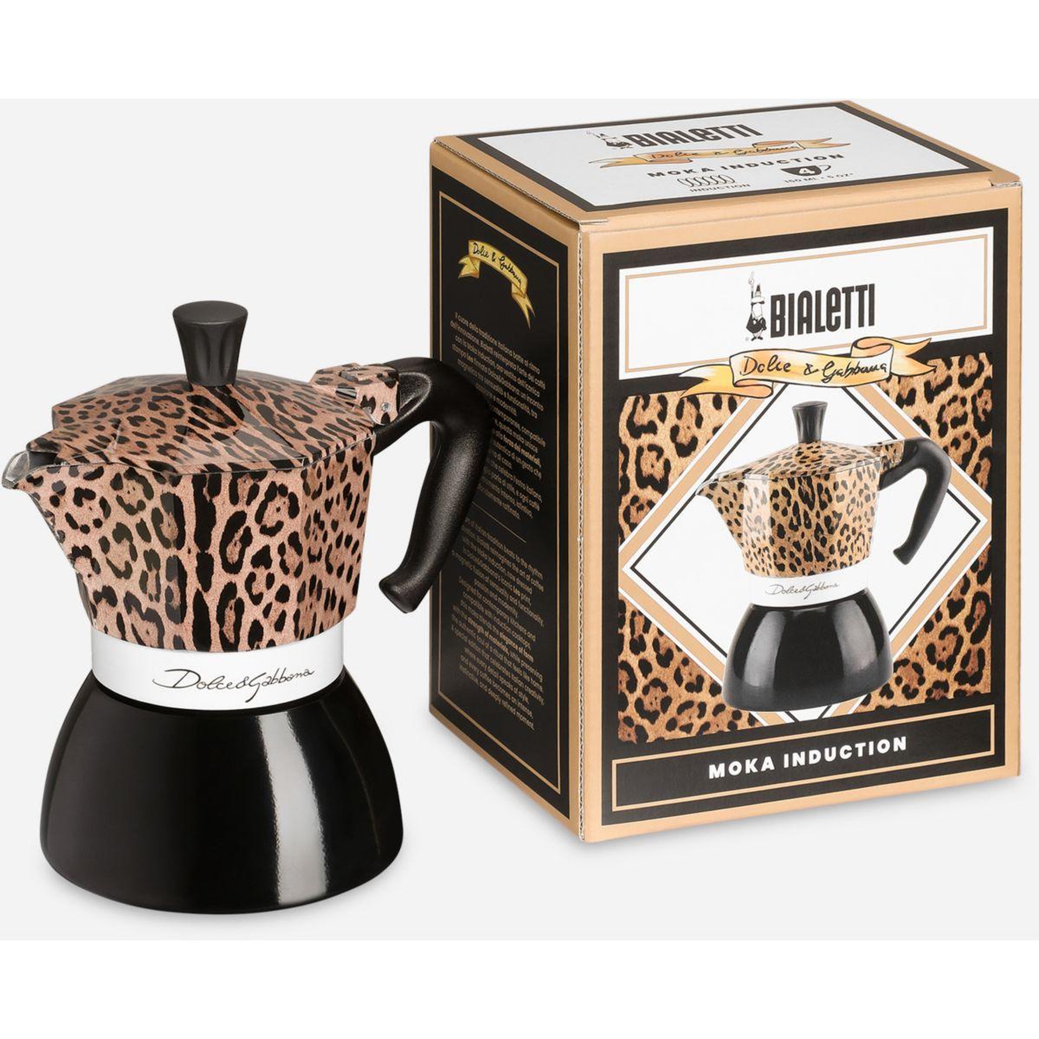 Voir la diapositive 2 : BIALETTI Cafetière italienne moka induction 4 cups d&g leopard