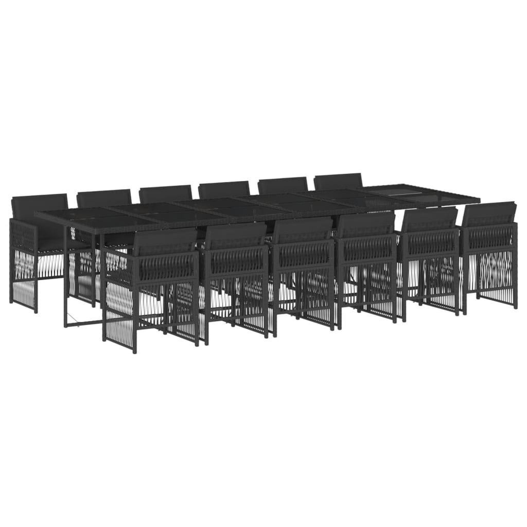 Voir la diapositive 2 : VIDAXL Ensemble a manger de jardin 13 pcs coussins noir resine tressee