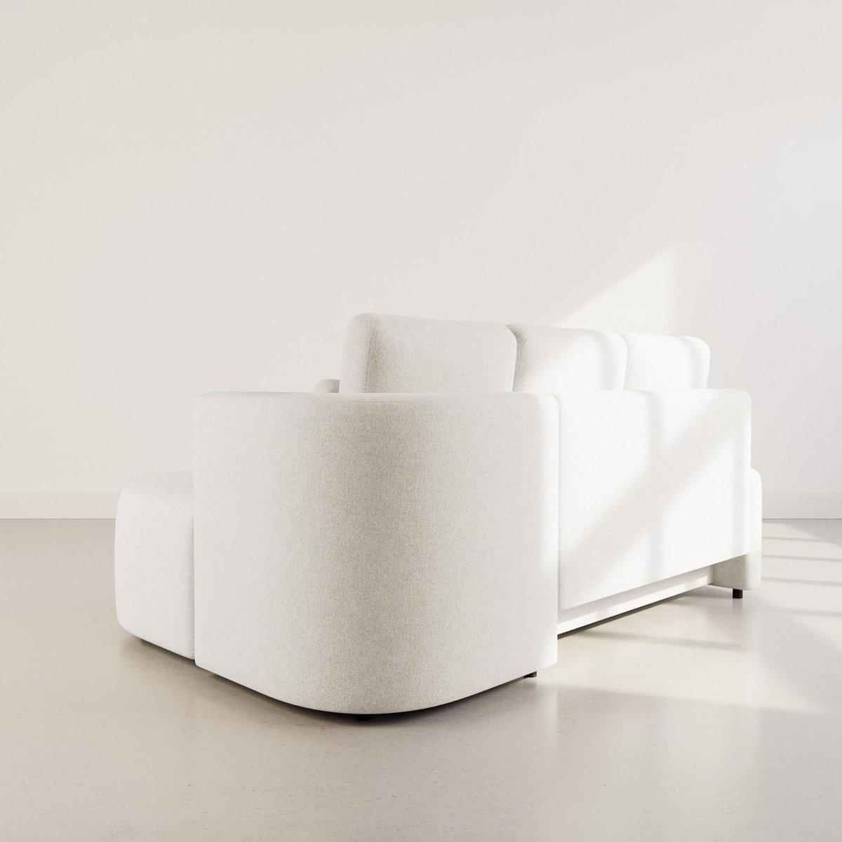 LISA DESIGN Mahina - canapé d'angle droit 4 places convertible avec coffre en tissu texturé