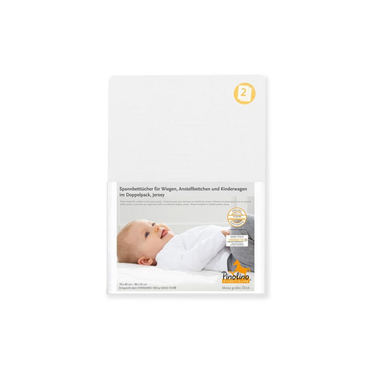 Pinolino Drap-housses en jersey pour berceaux cododos et poussettes en double kit blanc