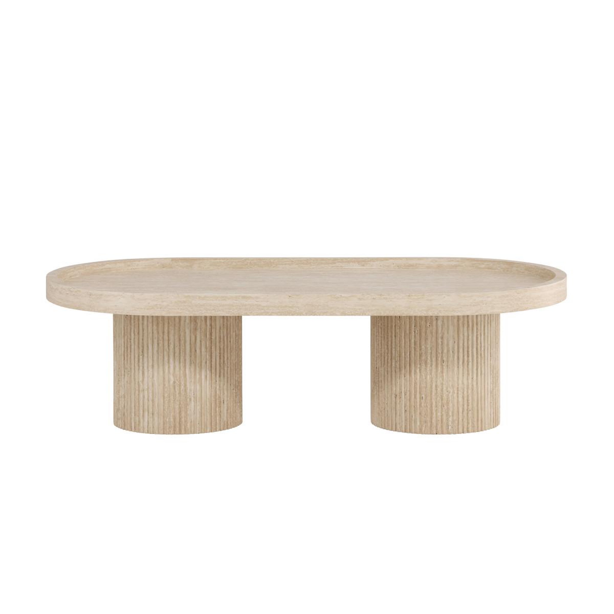 Voir la diapositive 2 : Paris Prix Table basse effet travertin  krille  120cm beige