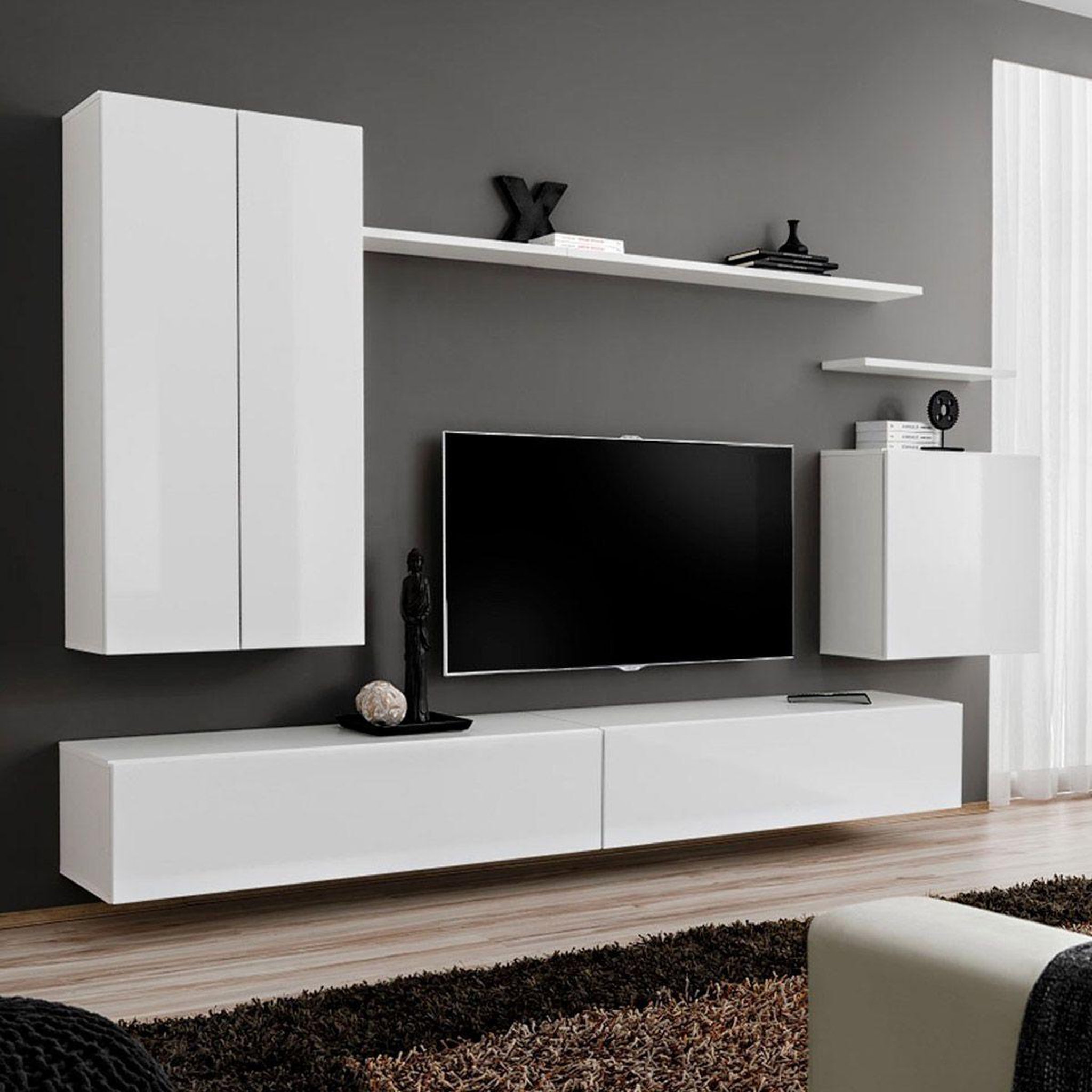 Paris Prix Meuble tv mural design  switch ii  270cm blanc