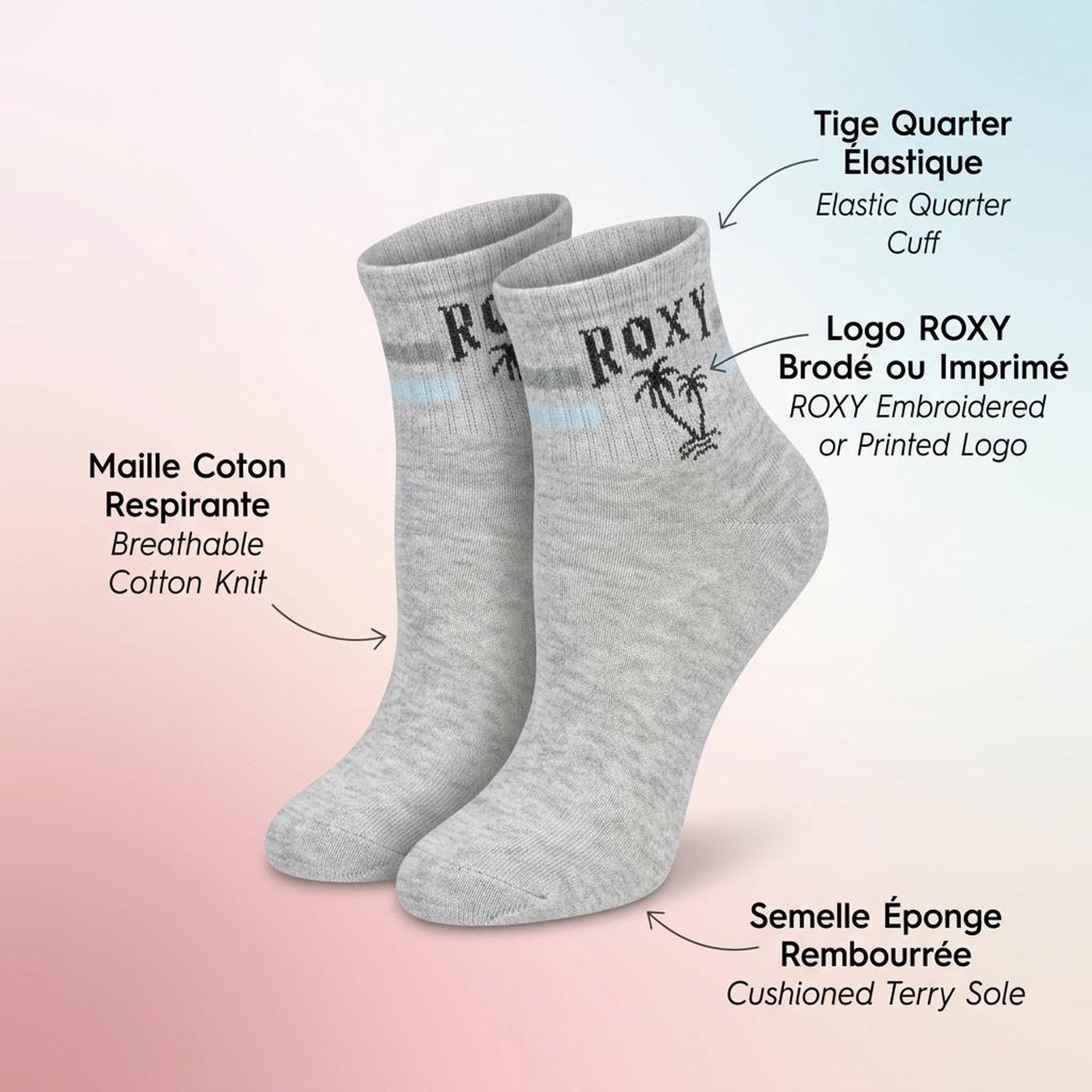 Voir la diapositive 5 : ROXY Roxy chaussettes fille sneaker pack 6 (lot) - coton respirant